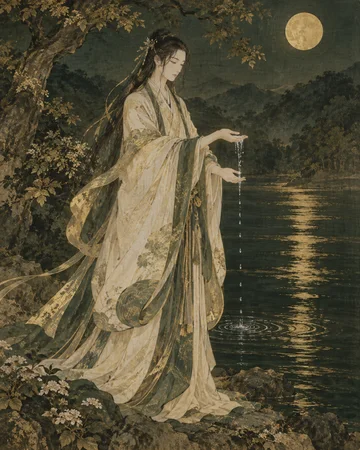 深淵之水夜礼花神を題材にした個別の創作画