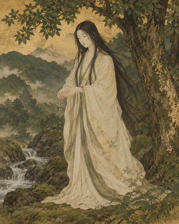 泣沢女神を題材にした個別の創作画