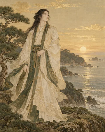 布忍富鳥鳴海神を題材にした個別の創作画