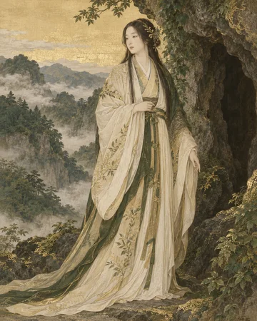 大戸或女神を題材にした個別の創作画