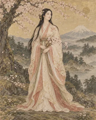 木花開耶姫命を題材にした創作画