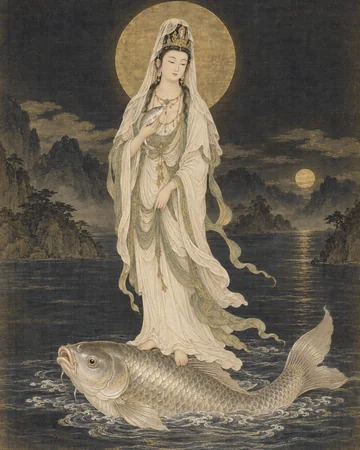 魚籃観音のお姿を表したAIによる創作画