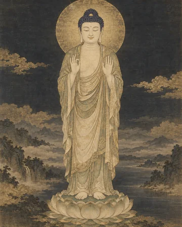 無憂最勝吉祥王如来のお姿を表したAIによる創作画