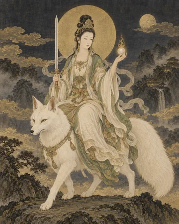 荼枳尼天のお姿を表したAIによる創作画