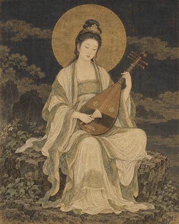 妙音天のお姿を表したAIによる創作画