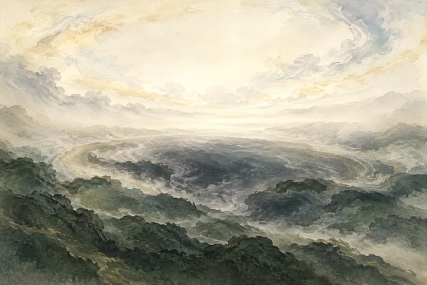 A scene from Nihon Shoki: Heaven and earth divide; the kami appear